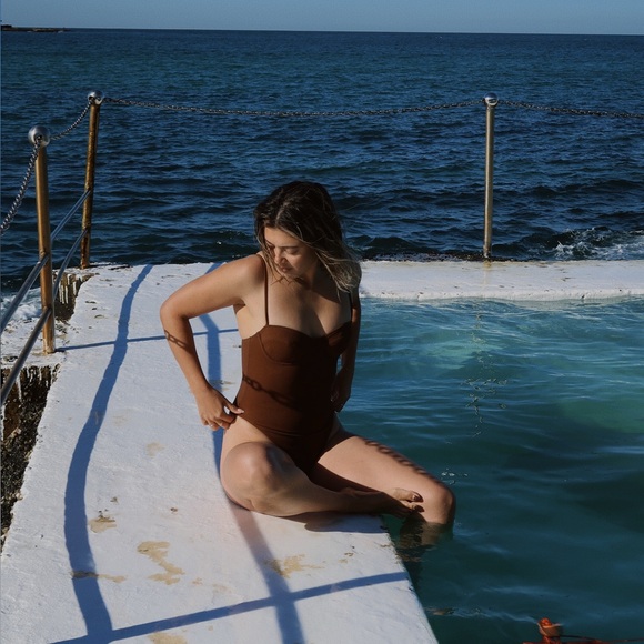 Brown TJ Swim One-Piece - Picture 1 of 3